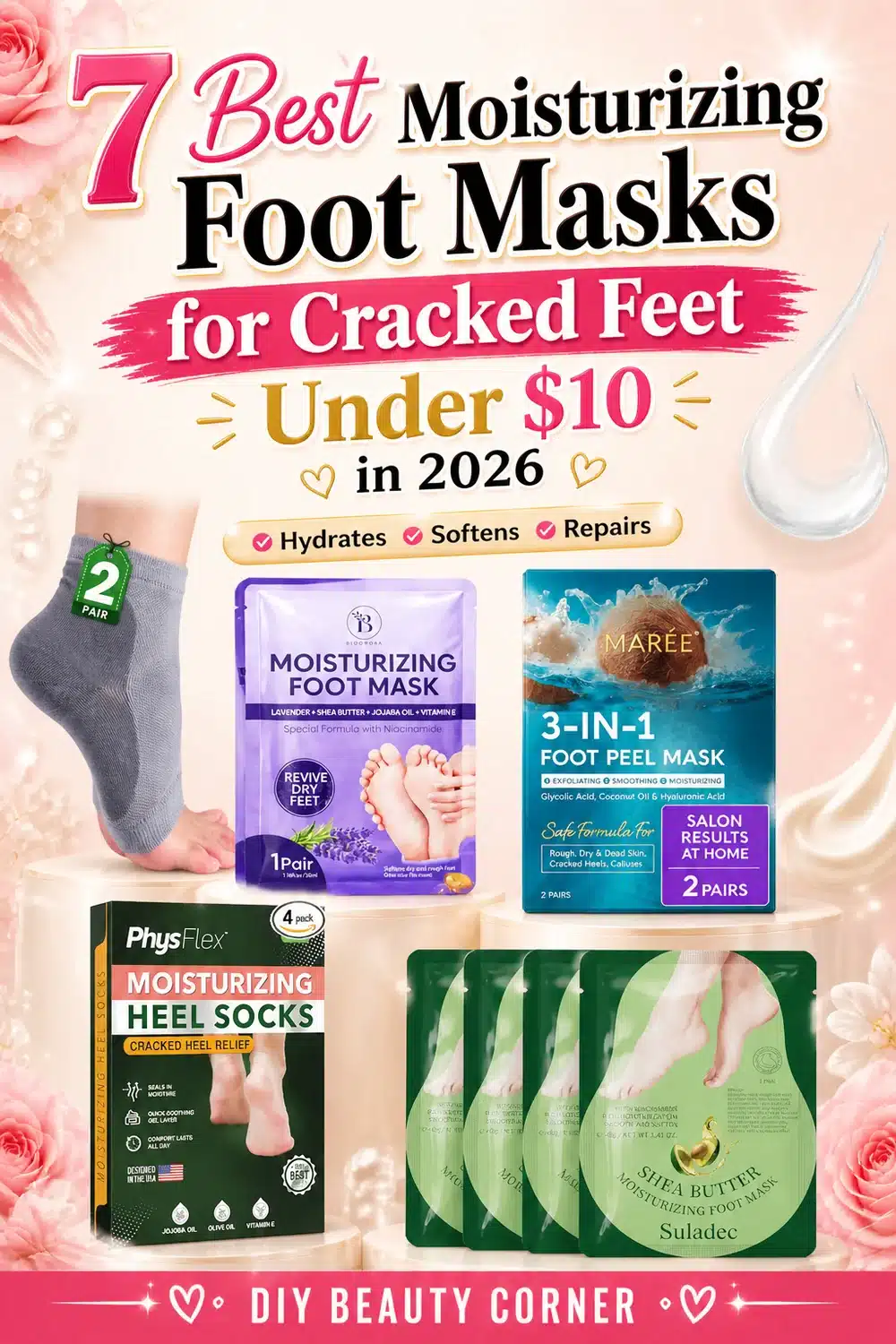 7 Best Moisturizing Foot Masks for Cracked Feet Under $10 in 2026
