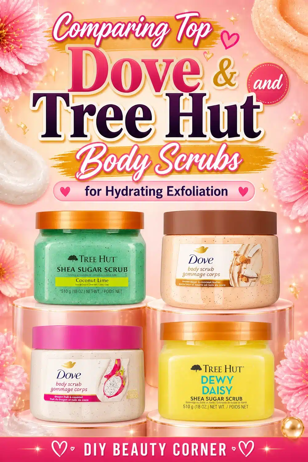 Comparing Top Dove and Tree Hut Body Scrubs for Hydrating Exfoliation