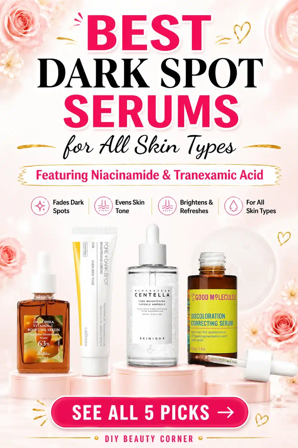 Best Dark Spot Serums for All Skin Types Featuring Niacinamide & Tranexamic Acid