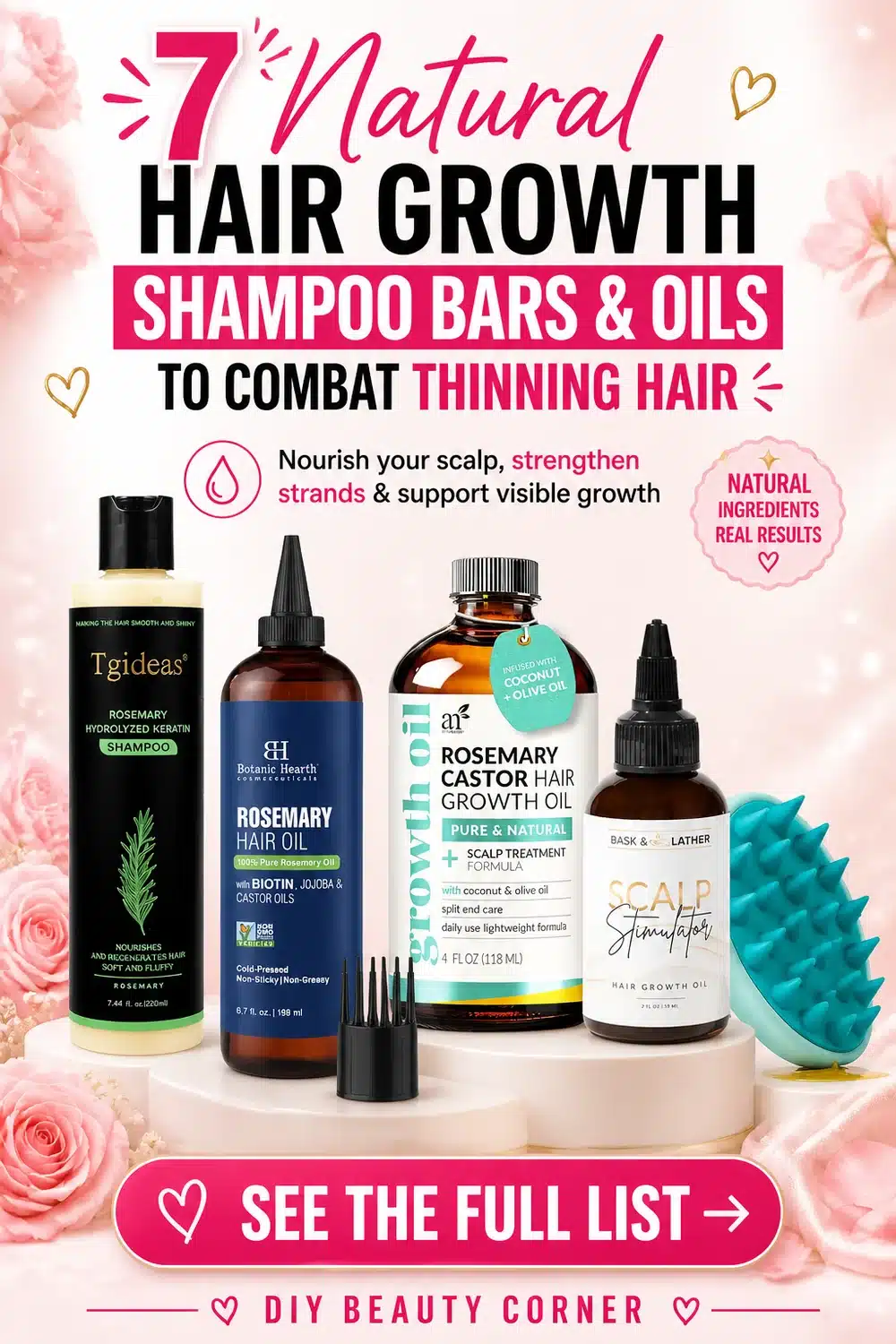 7 Natural Hair Growth Shampoo Bars and Oils to Combat Thinning Hair