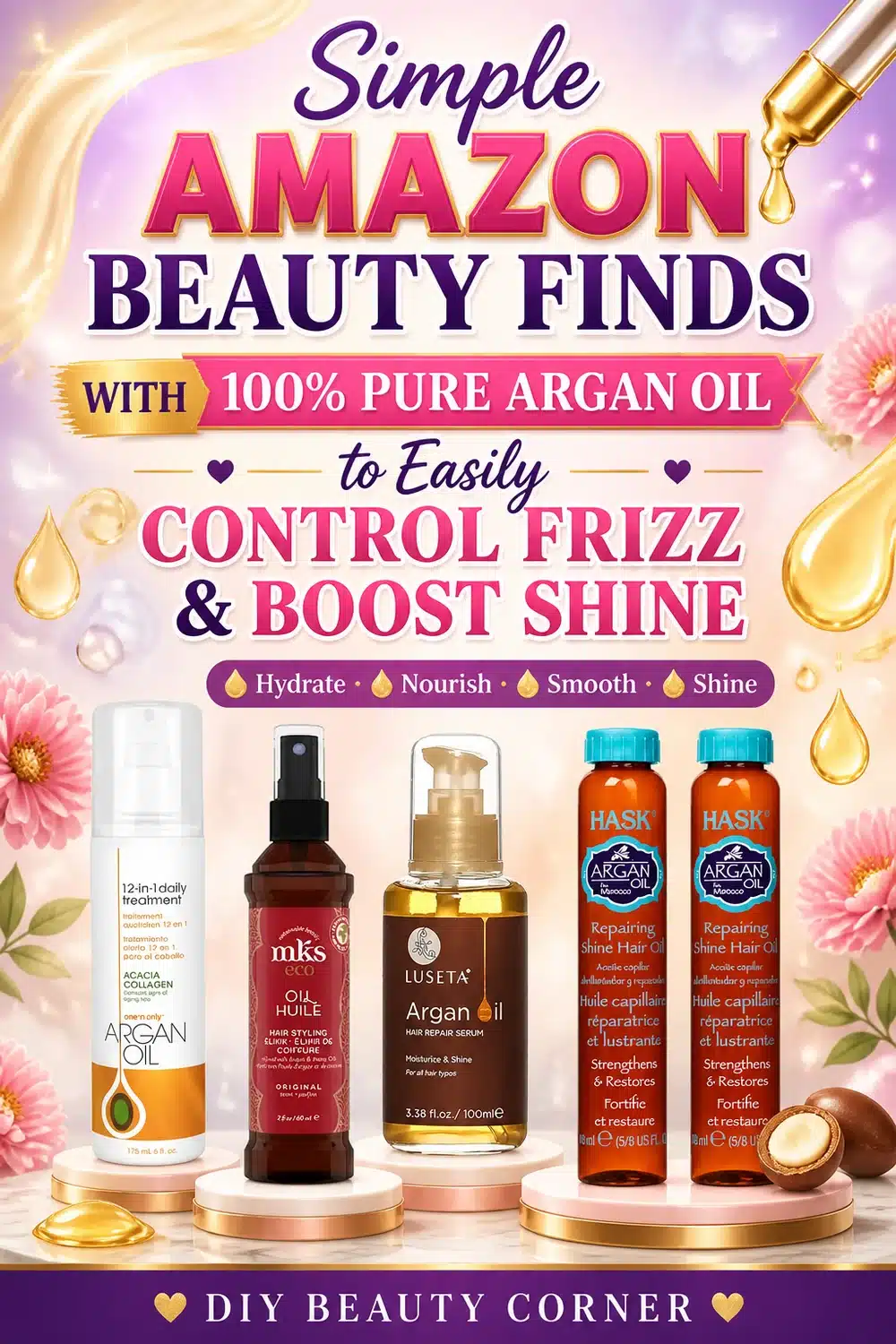 Simple Amazon Beauty Finds With 100% Pure Argan Oil to Easily Control Frizz & Boost Shine