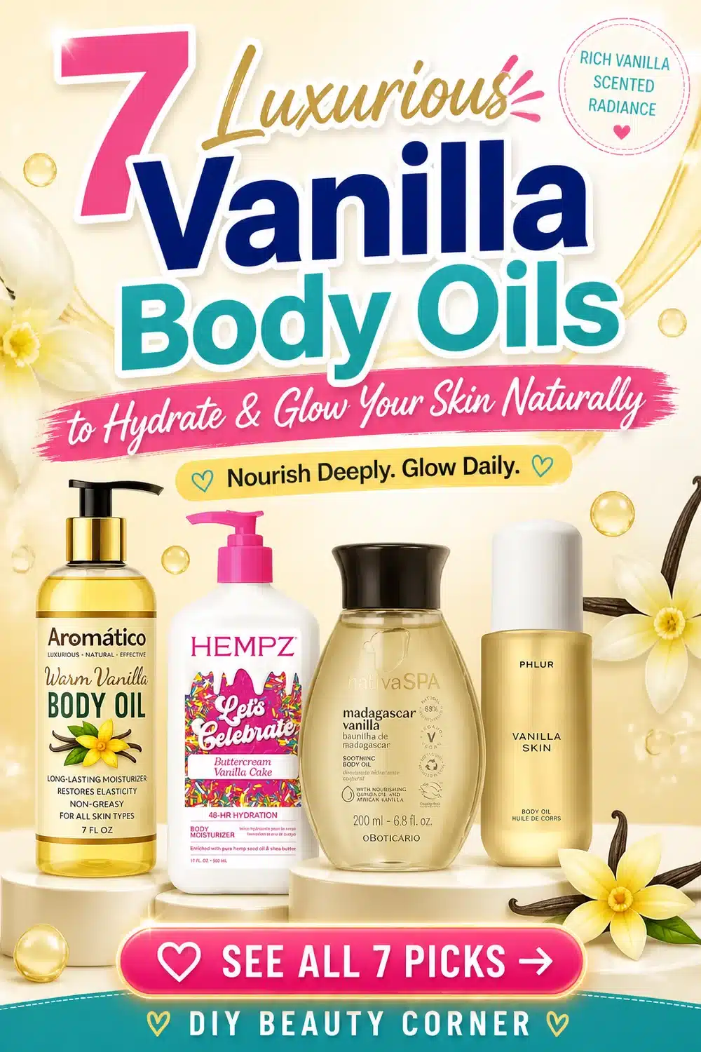 7 Luxurious Vanilla Body Oils to Hydrate & Glow Your Skin Naturally