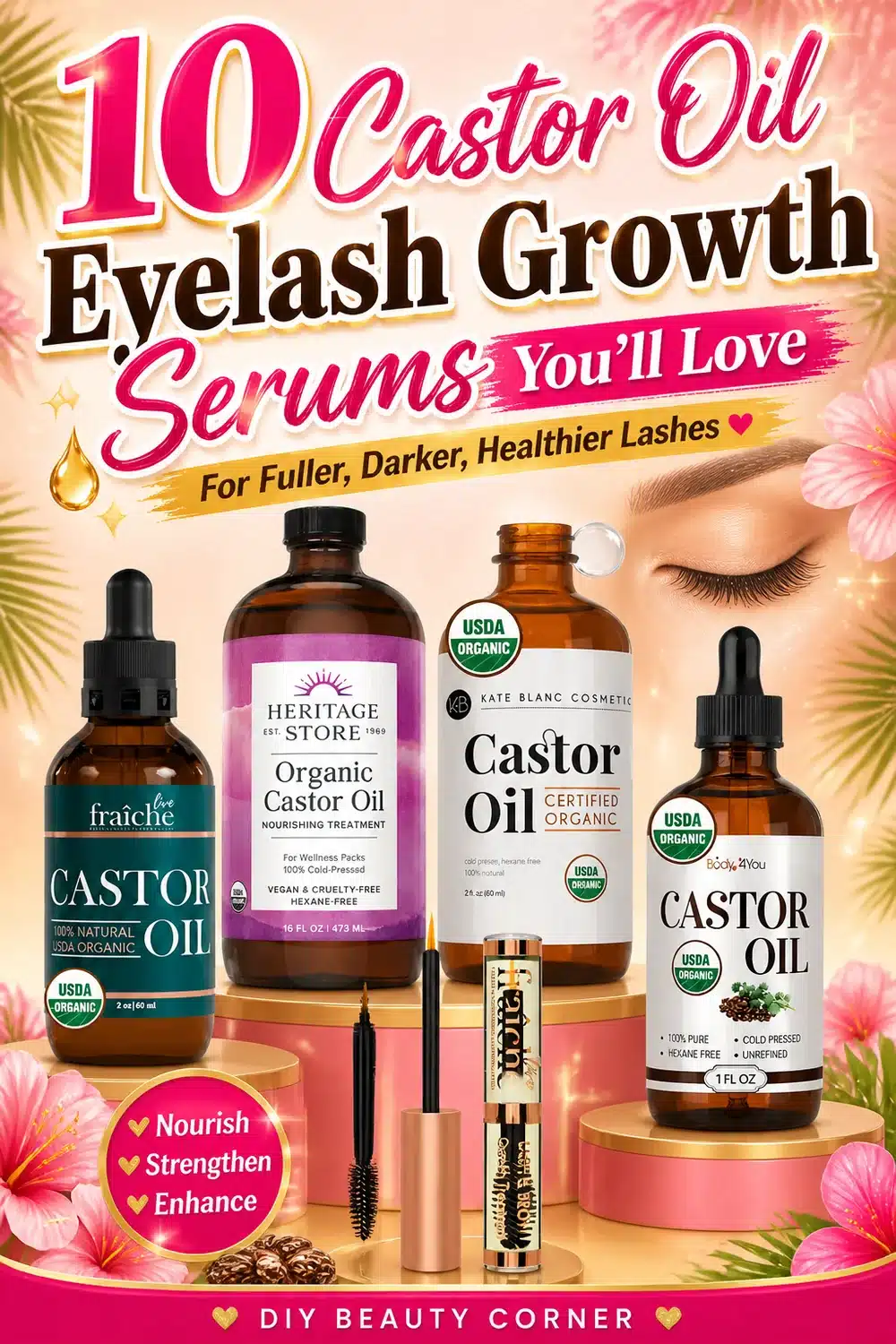 10 Castor Oil Eyelash Growth Serums for Fuller, Darker Lashes You'll Love