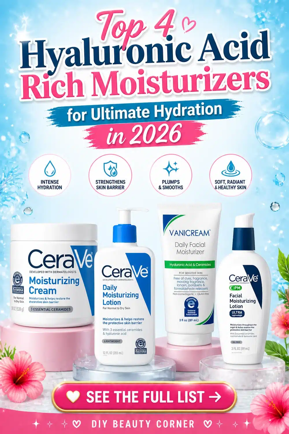Top 4 Hyaluronic Acid Rich Moisturizers for Ultimate Hydration in 2026