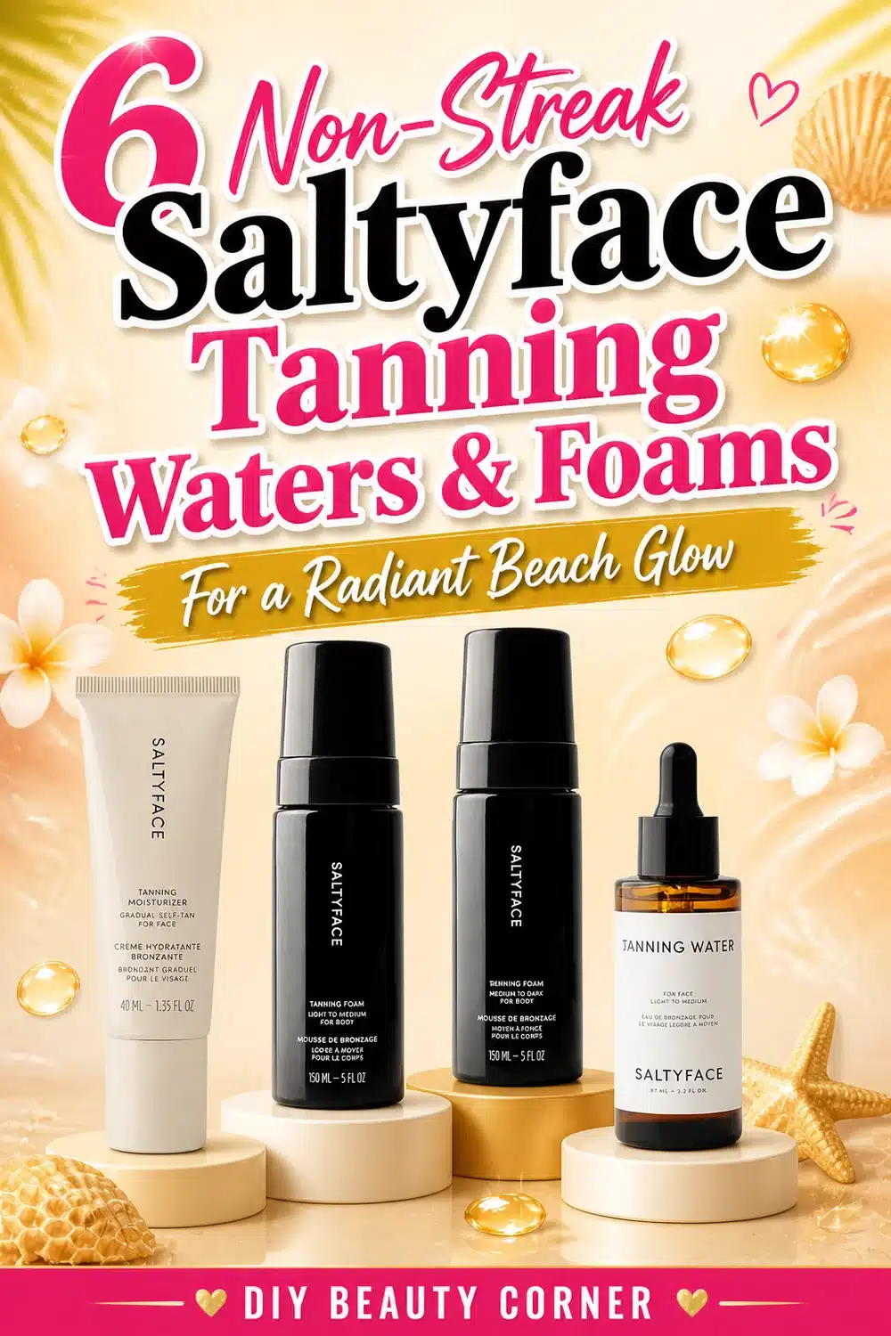 6 Non-Streak Saltyface Tanning Waters and Foams for a Radiant Beach Glow