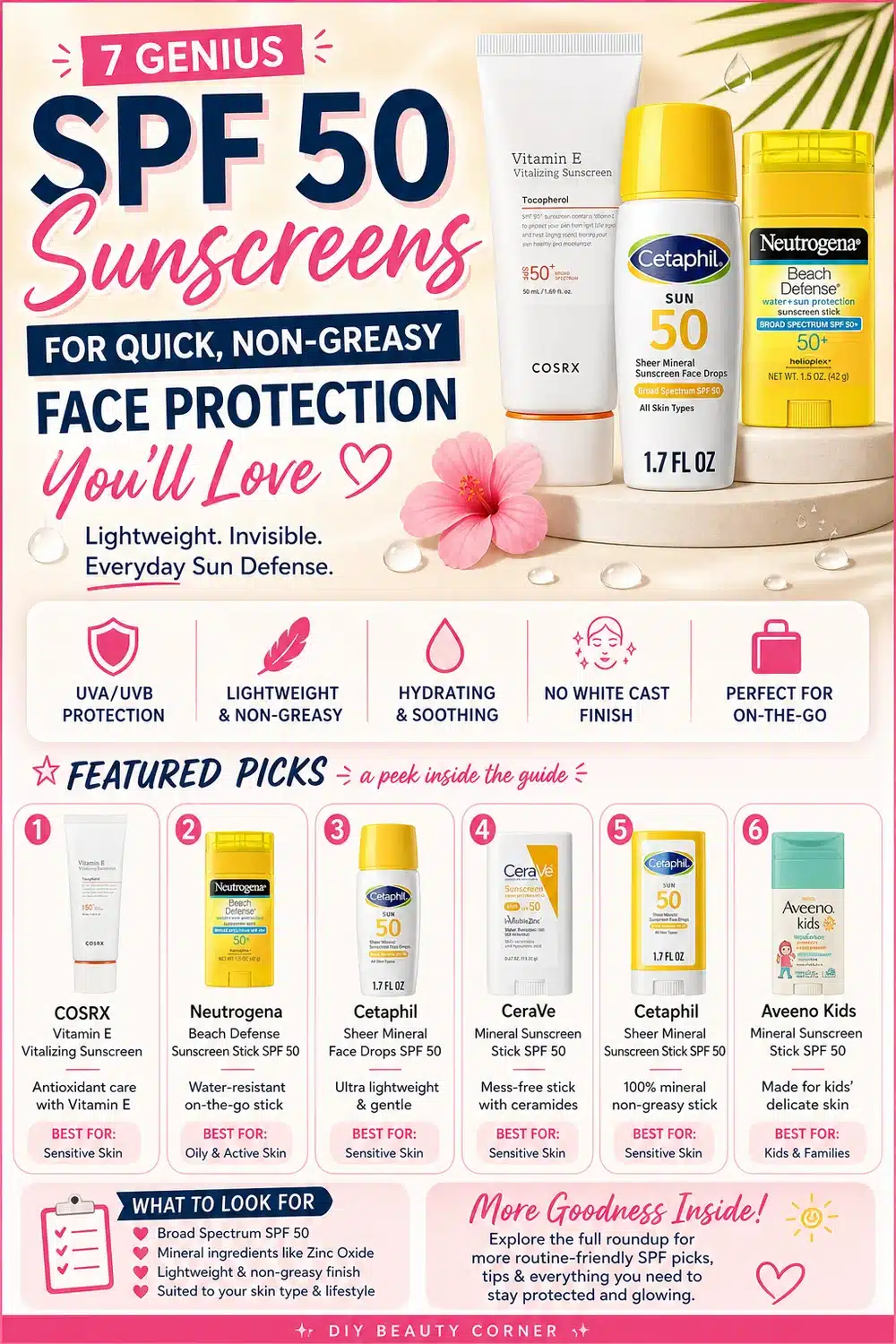7 Genius SPF 50 Sunscreens for Quick, Non-Greasy Face Protection You’ll Love