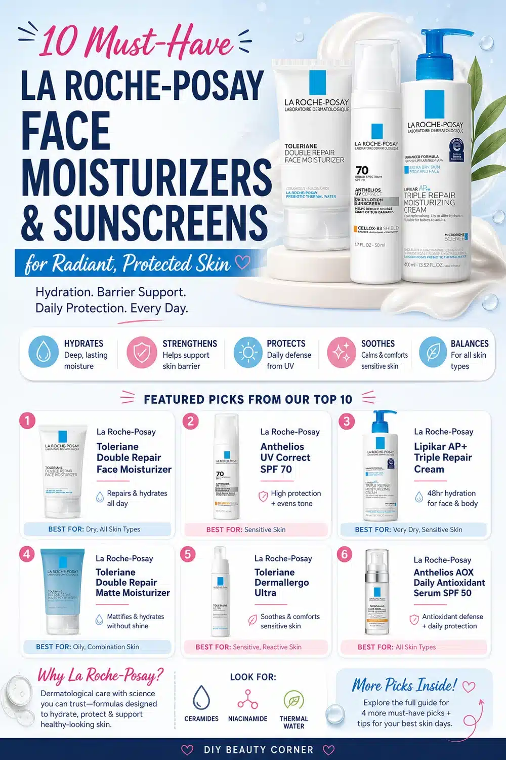 10 Must-Have La Roche-Posay Face Moisturizers & Sunscreens for Radiant, Protected Skin