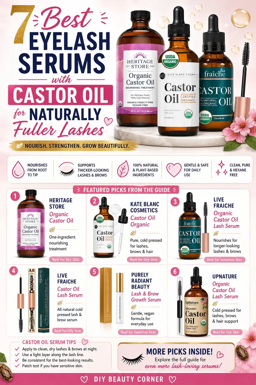 7 Best Eyelash Serums with Castor Oil for Naturally Fuller Lashes