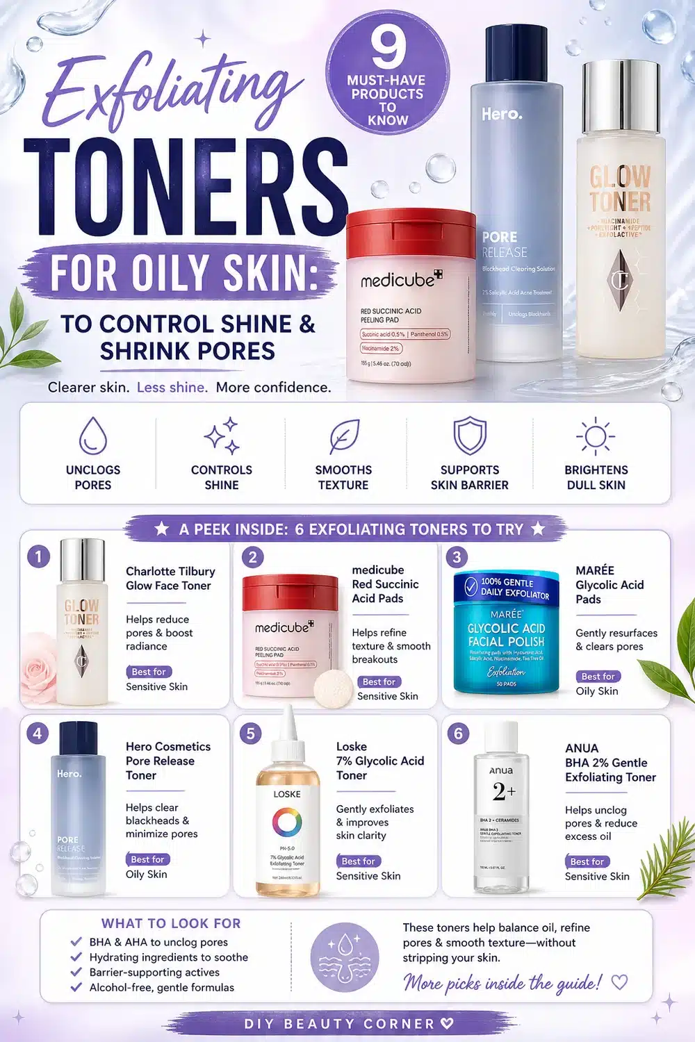 Exfoliating Toners for Oily Skin: 9 Must-Have Products to Control Shine & Shrink Pores