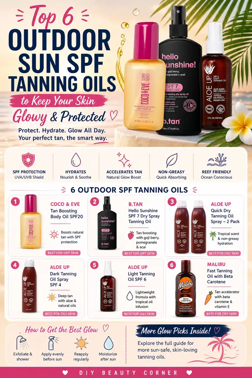 Top 6 Outdoor Sun SPF Tanning Oils to Keep Your Skin Glowy and Protected