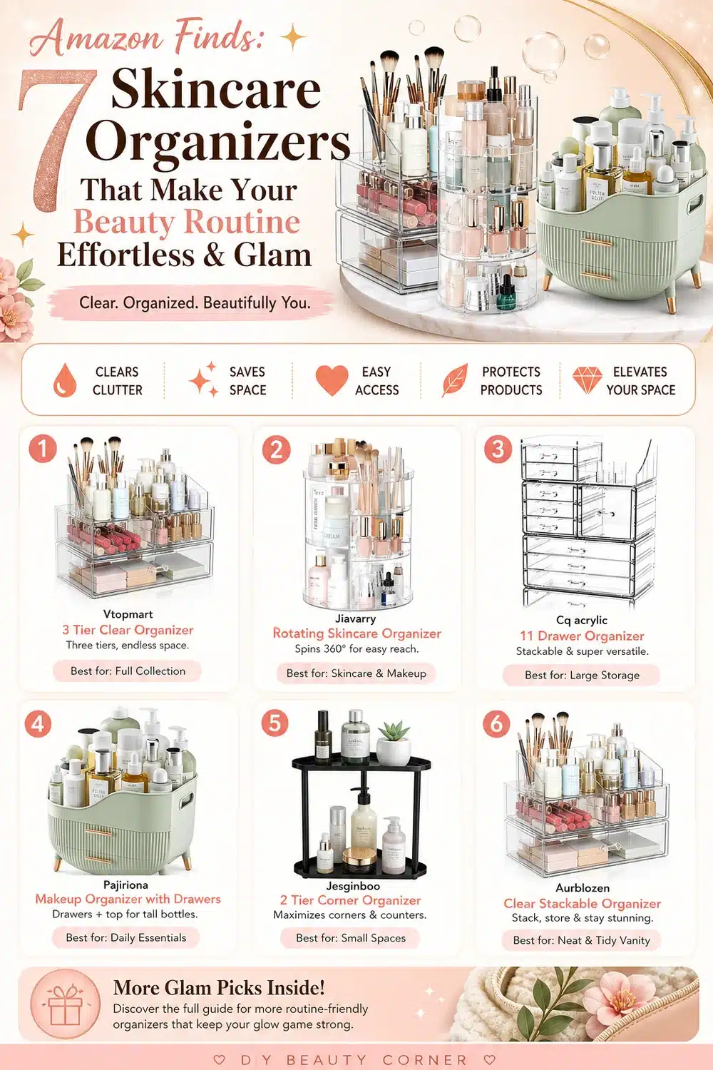 Amazon Finds: 7 Skincare Organizers That Make Your Beauty Routine Effortless & Glam