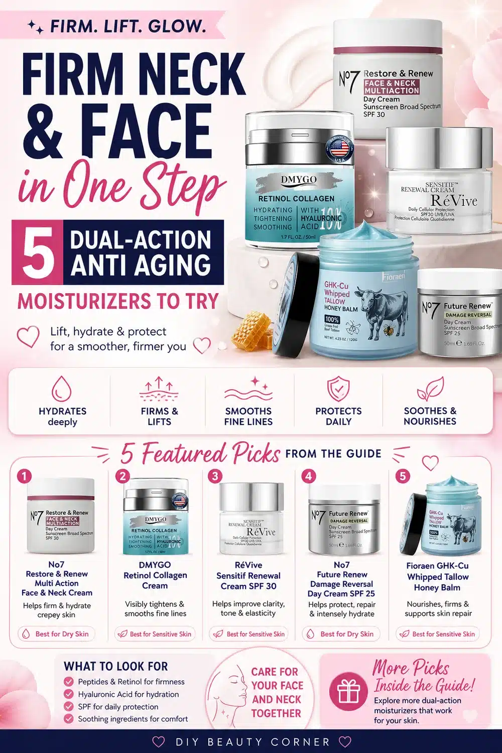 Firm Neck and Face in One Step: 5 Dual-Action Anti Aging Moisturizers to Try