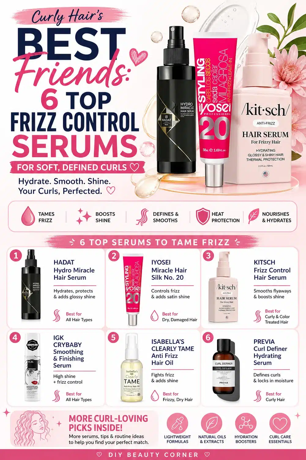 Curly Hair’s Best Friends: 6 Top Frizz Control Serums for Soft, Defined Curls