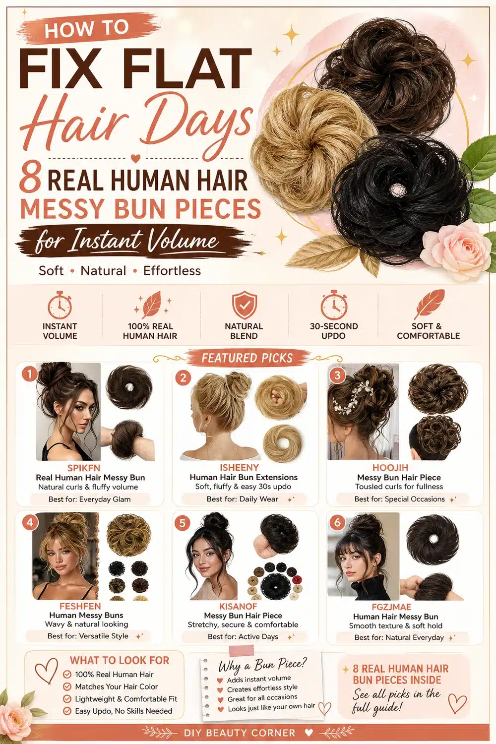 How to Fix Flat Hair Days: 8 Real Human Hair Messy Bun Pieces for Instant Volume