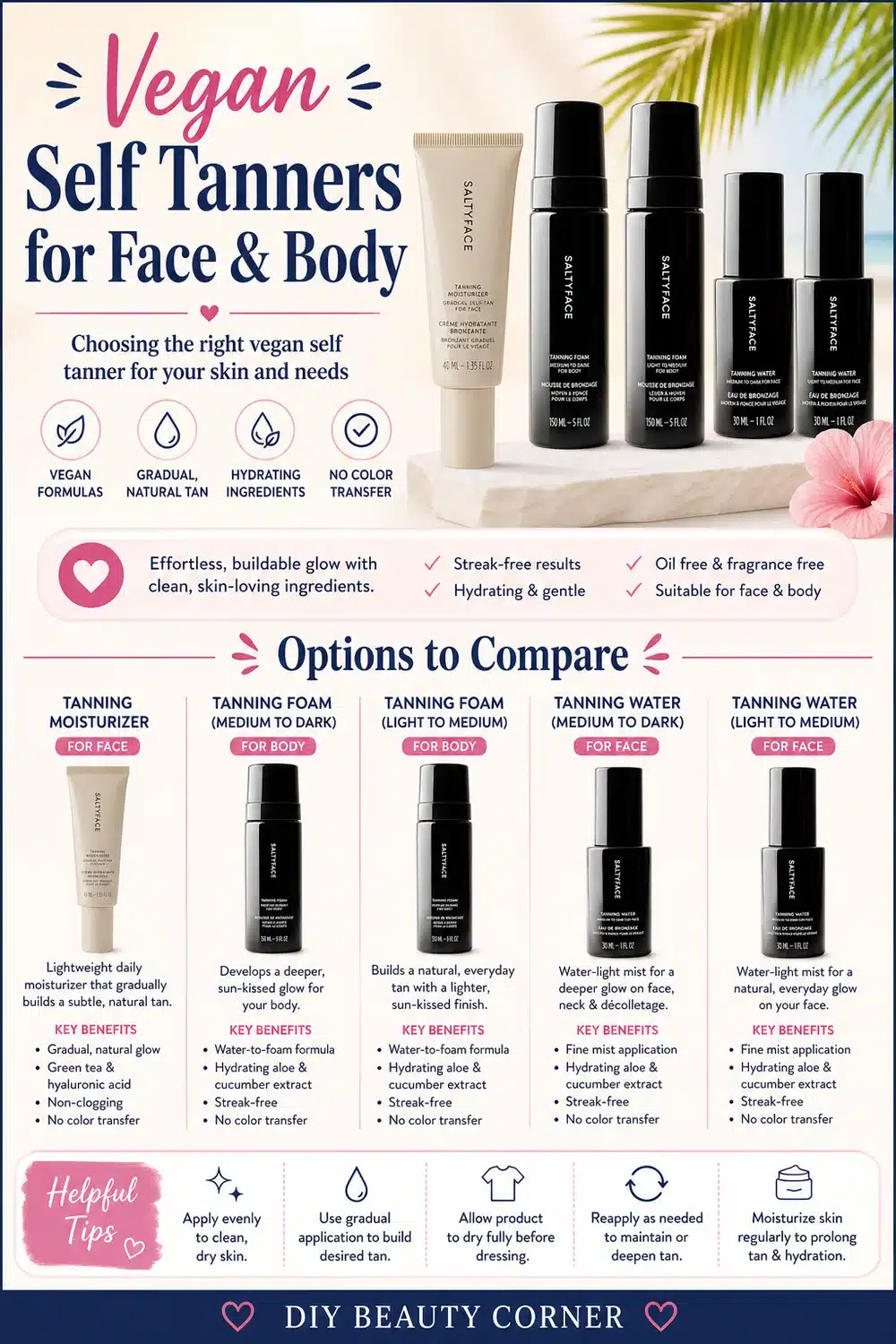 5 Must-Have SALTYFACE Vegan Self Tanners for Natural Face & Body Glow