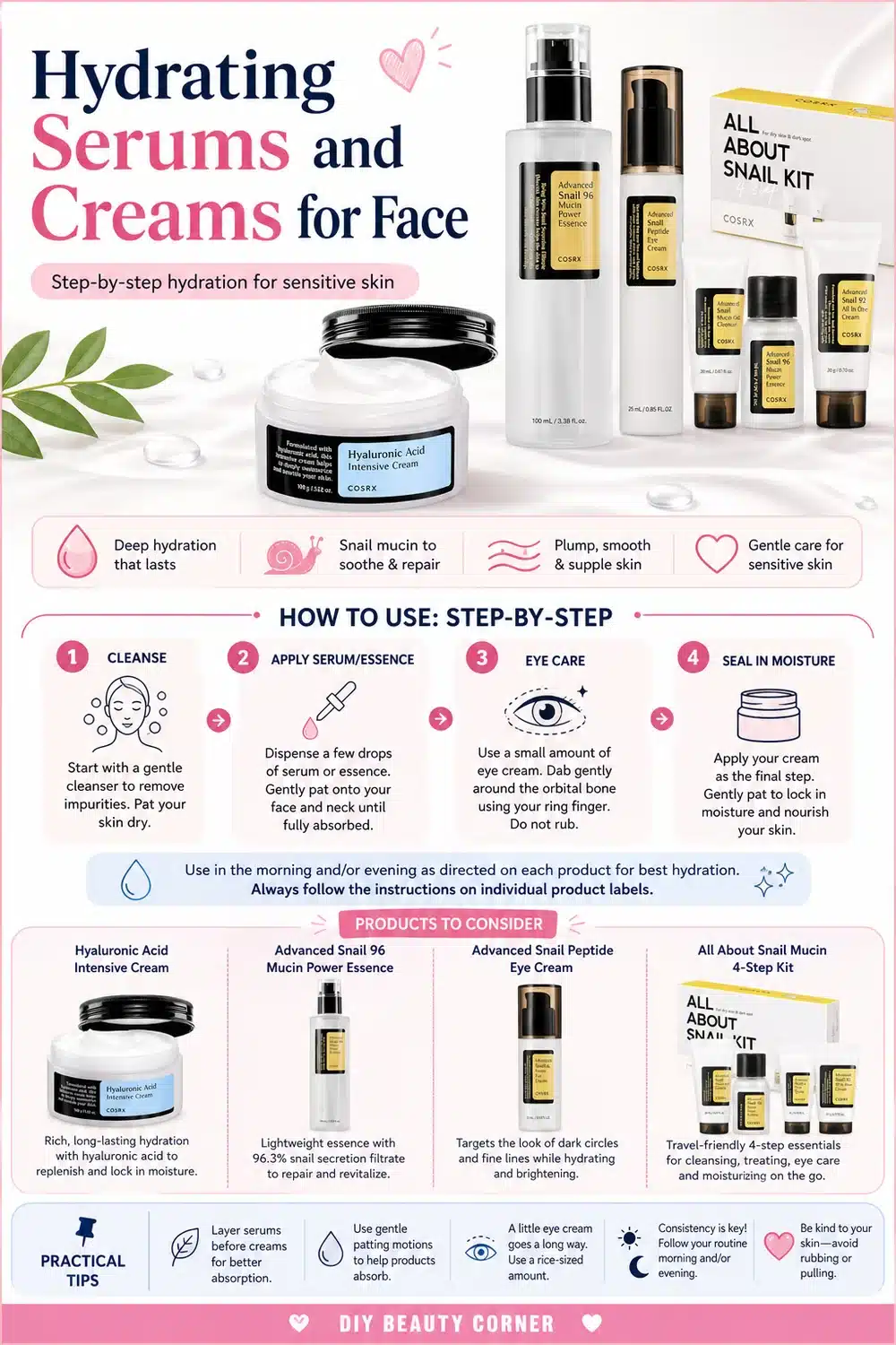 Trending Korean Skin Care Routine Featuring COSRX Top Hydrating Serums and Creams