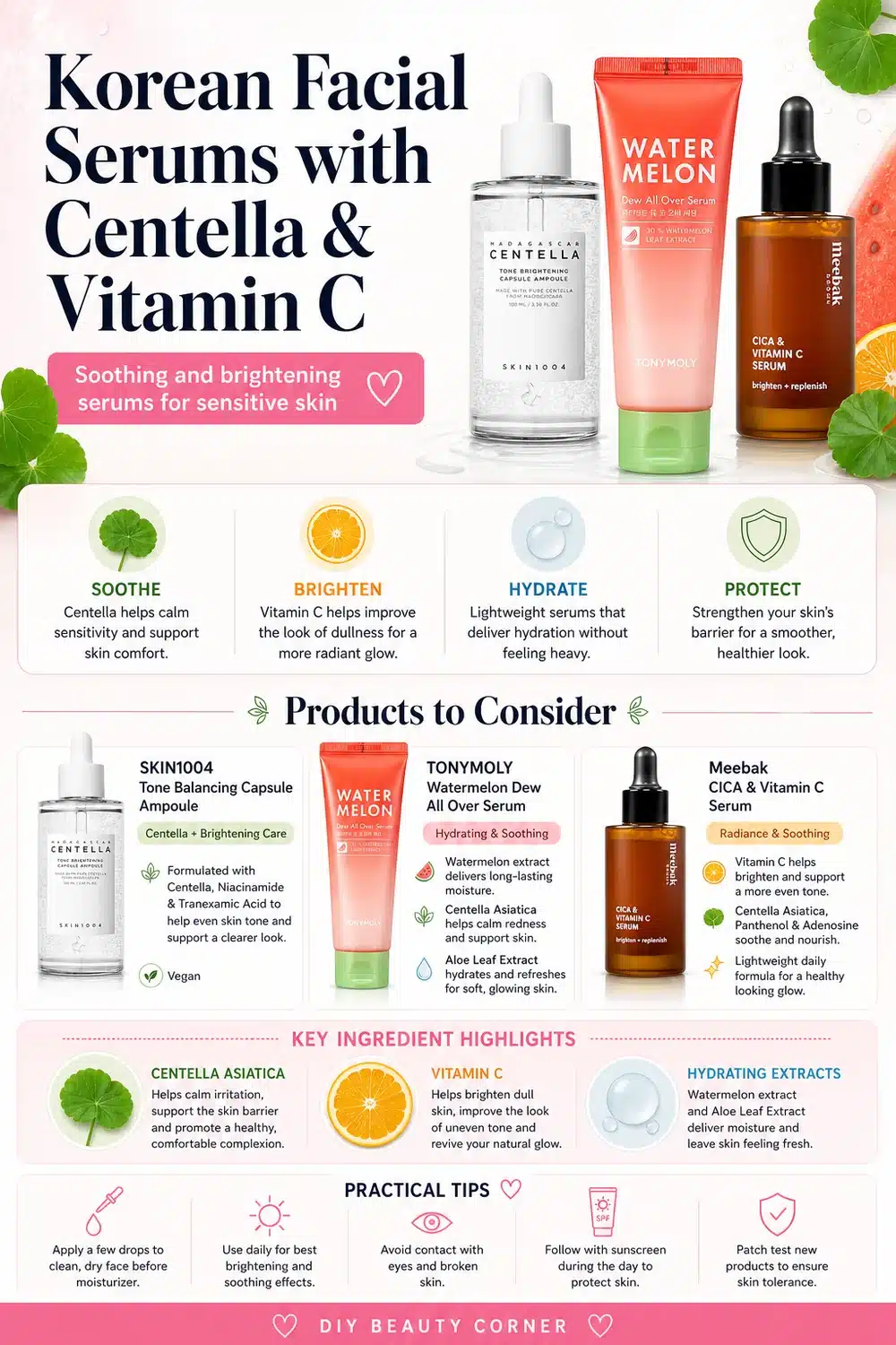 Trending Korean Serums With Vitamin C & Centella for a Brightening Glow