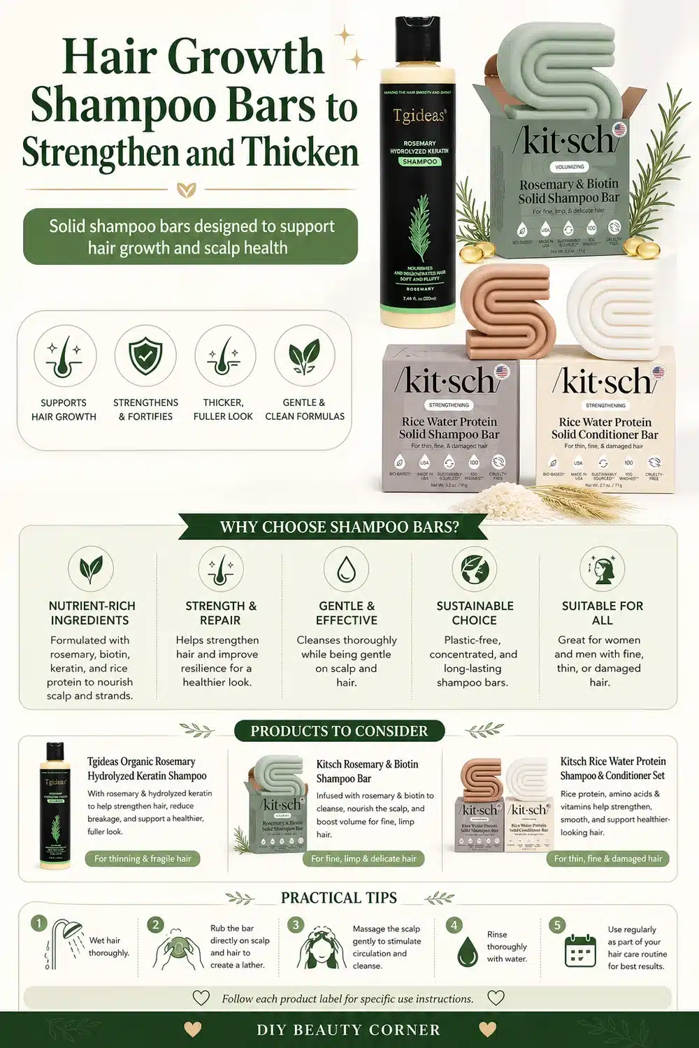7 Natural Hair Growth Shampoo Bars and Oils to Combat Thinning Hair