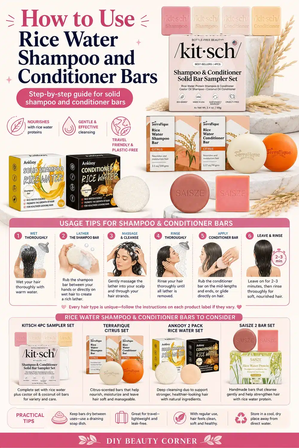 6 Travel-Friendly Rice Water Shampoo Bars for Nourished Hair On The Go