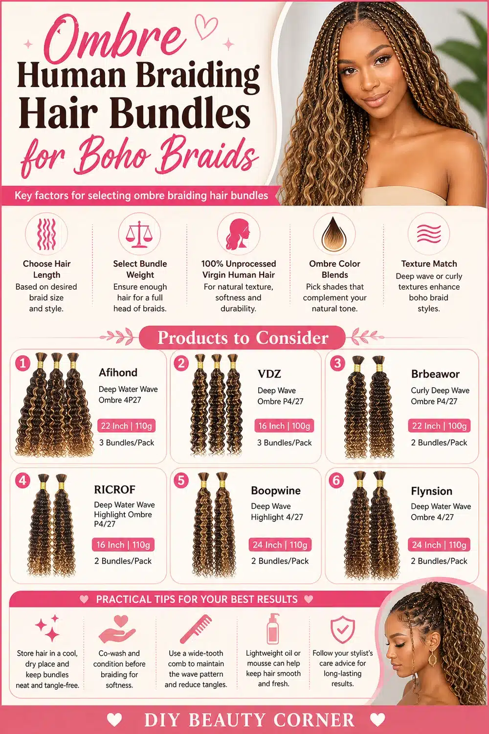 9 Ombre Highlight Braiding Hair Bundles to Elevate Your Boho Braids with Stunning Dimension