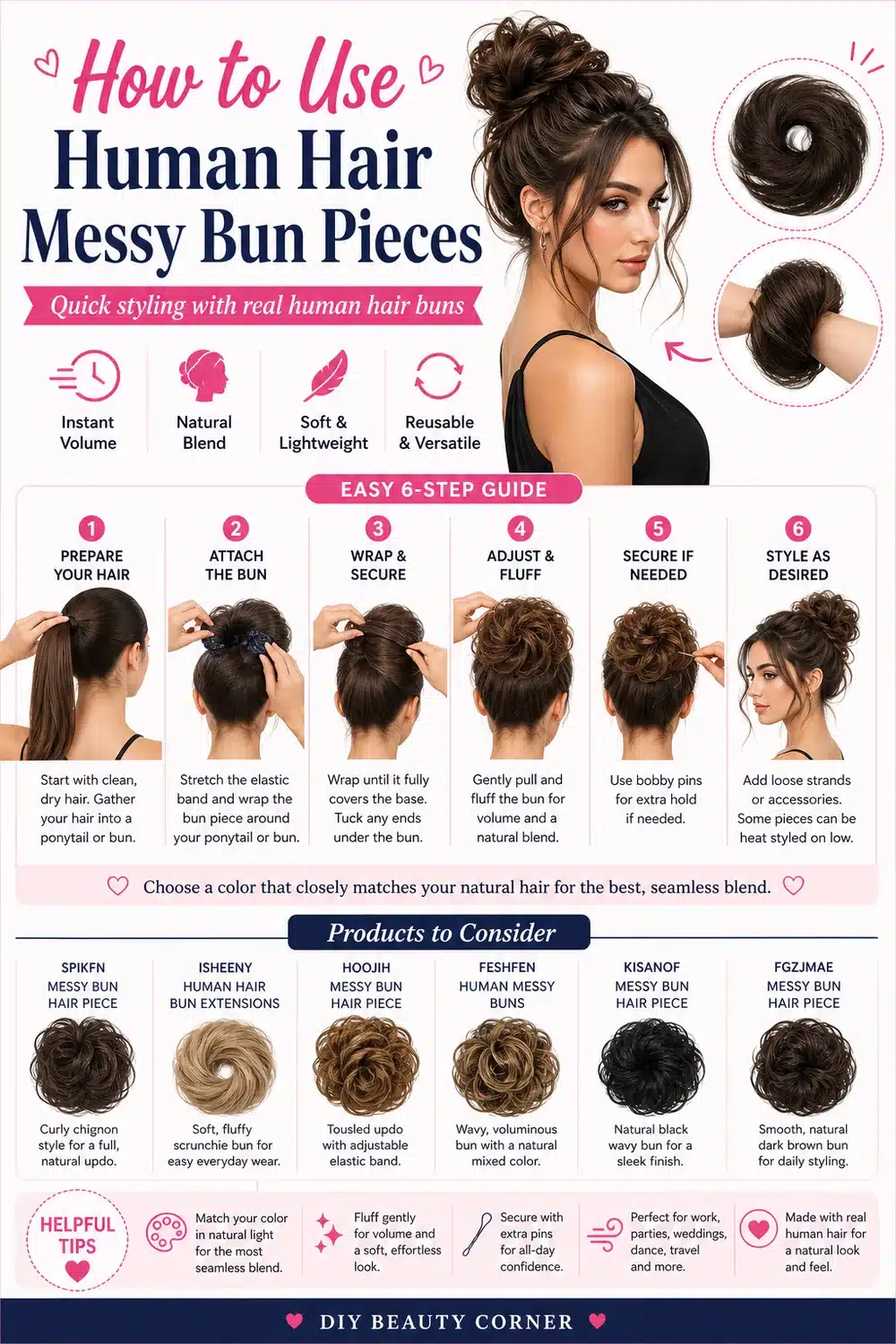 How to Fix Flat Hair Days: 8 Real Human Hair Messy Bun Pieces for Instant Volume