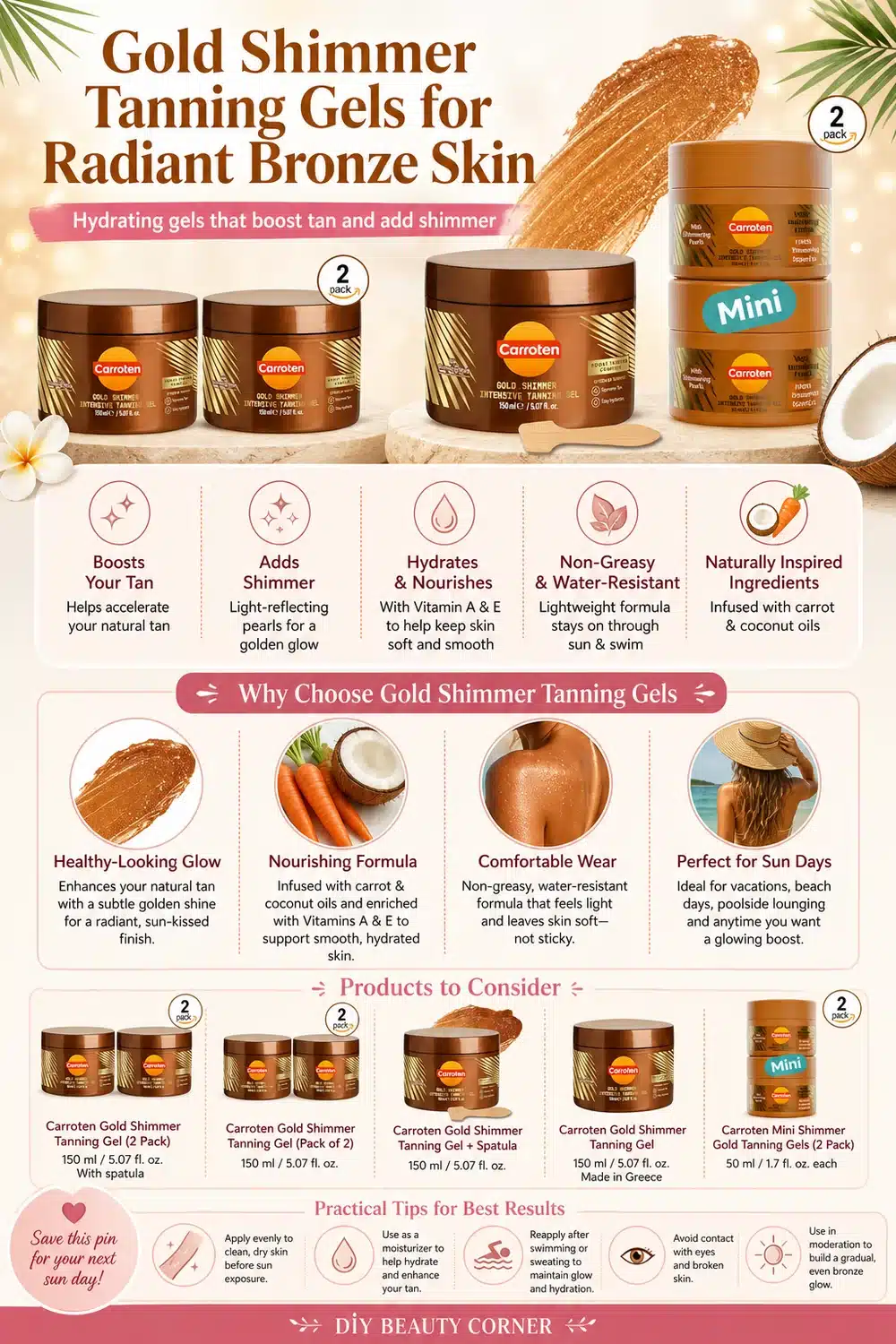 7 Carroten Gold Shimmer Tanning Gels to Perfect Your Bronzed Glow
